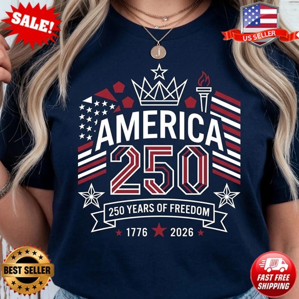 America 250 Years Freedom Shirt, Patriotic USA Graphic T-Shirt (S-5XL) gallery