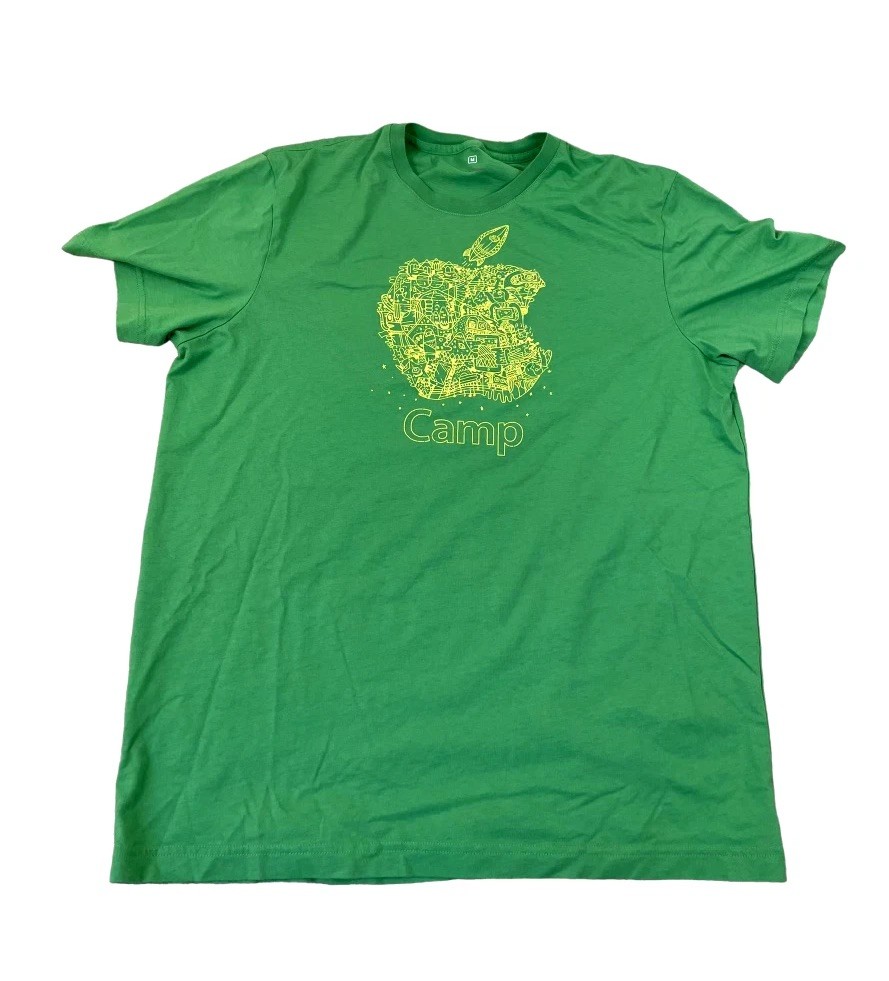 Apple Store Apple Camp T-Shirt Logo Green Computers Mac Macintosh Mens M