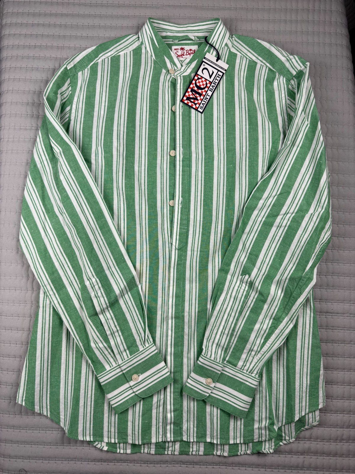 MC2 SAINT BARTH COTTON/LINEN LONG SLEEVE BUTTON DOWN SHIRT MADE IN MILANO/ITALY gallery
