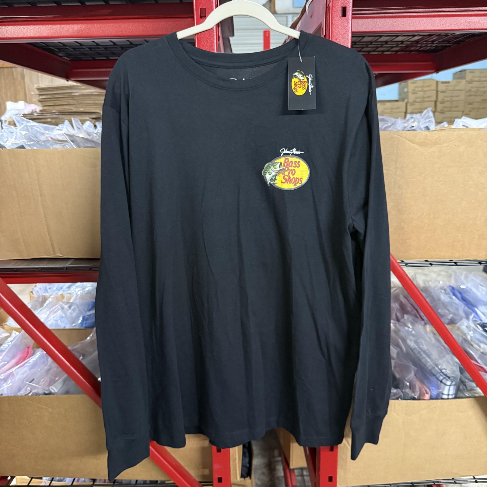 Bass Pro Shops Shirt Mens Large Black Johnny Morris Long Sleeve Tee NEW! gallery