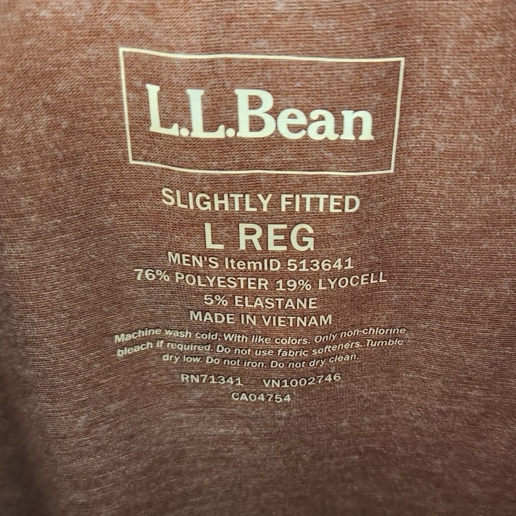 LL Bean Shirt Mens Large Rust Brown Slightly Fitted Short Sleeve Outdoor Graphic gallery