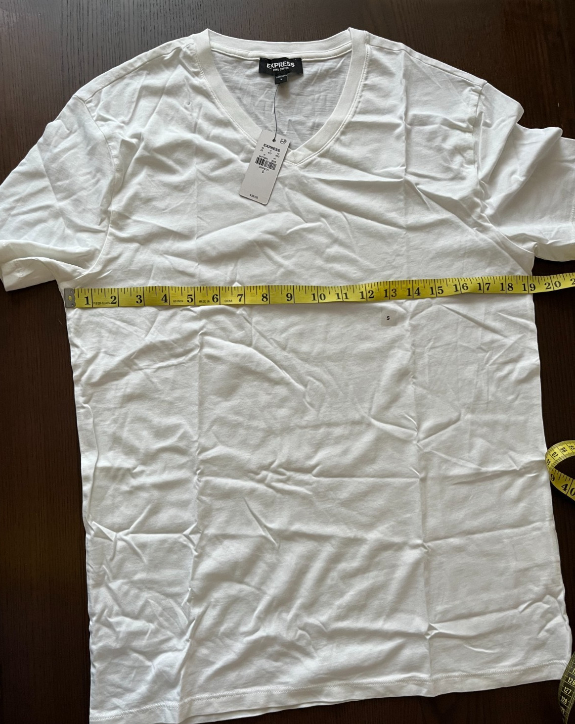 Express Men's White Cotton Basic T Shirt V- Neck Short Sleeve Size S ST30 gallery