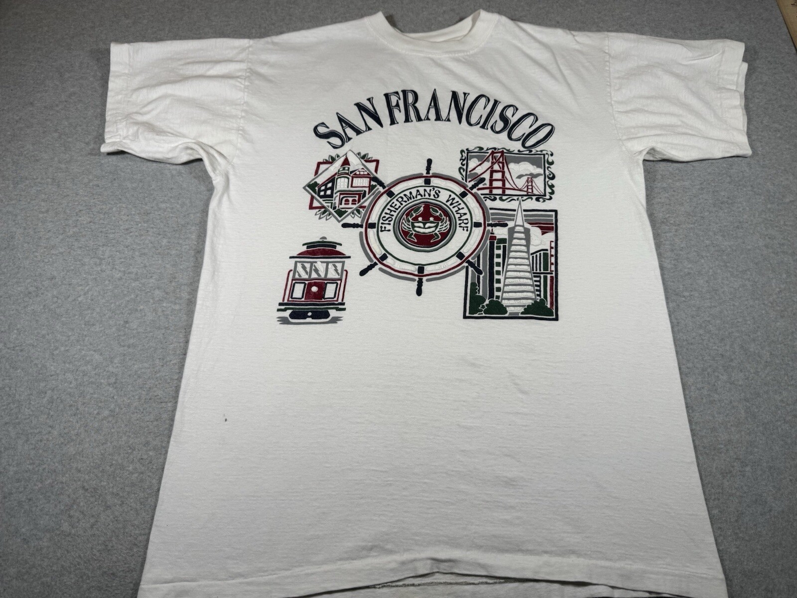 San Franscisco Shirt Adult Large White Fisherman Wharf California Ocean Beach gallery
