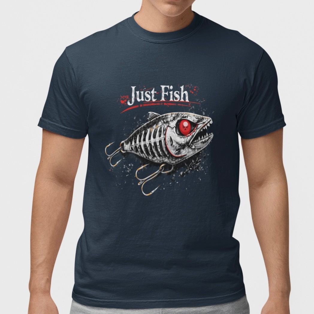Just Fish T-Shirt Fishing Skeleton Fish Tee Funny Fisherman Gift Angler Shirt gallery