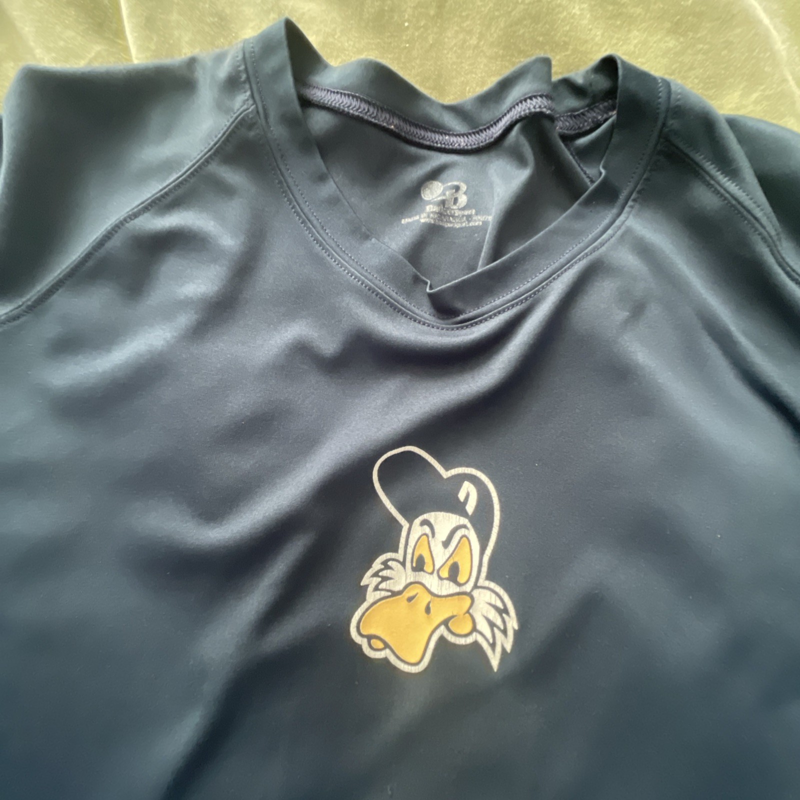 Men's L Blue Short Sleeve Graphic T-Shirt Duck Logo Baseball Training Workout gallery
