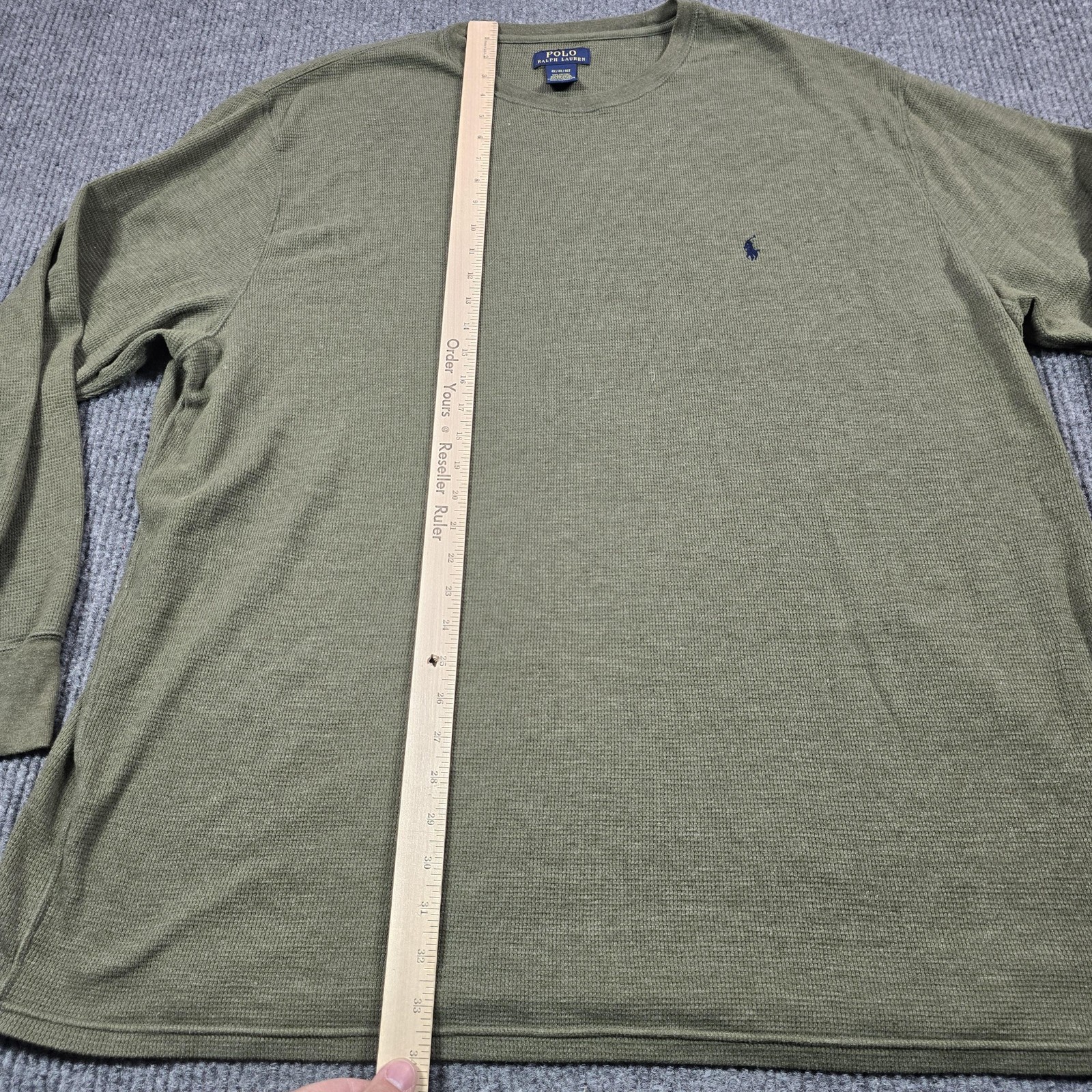 Polo Ralph Lauren Shirt Mens 4X Green Long Sleeve Waffle Crewneck Pony Logo gallery