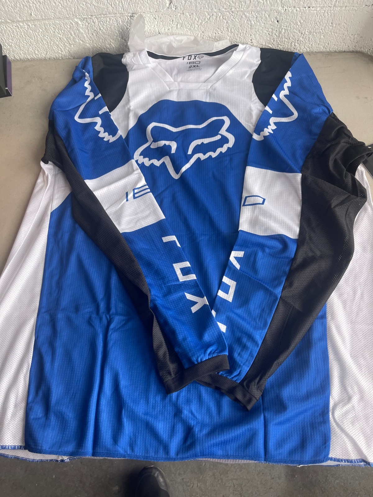Fox Racing 180 Racing Mens Blue White Black Colorblock Lux Jersey Size 2XL New