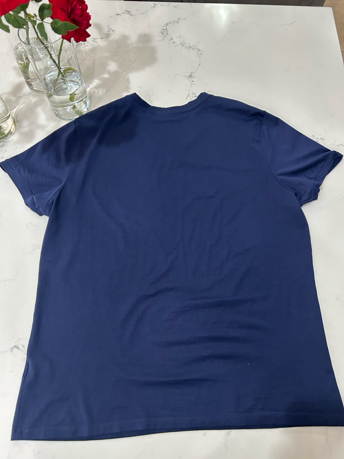 Lot of 2 Murano Men's Large Slim Fit V-Neck Short Sleeve Tee White Navy Blue gallery