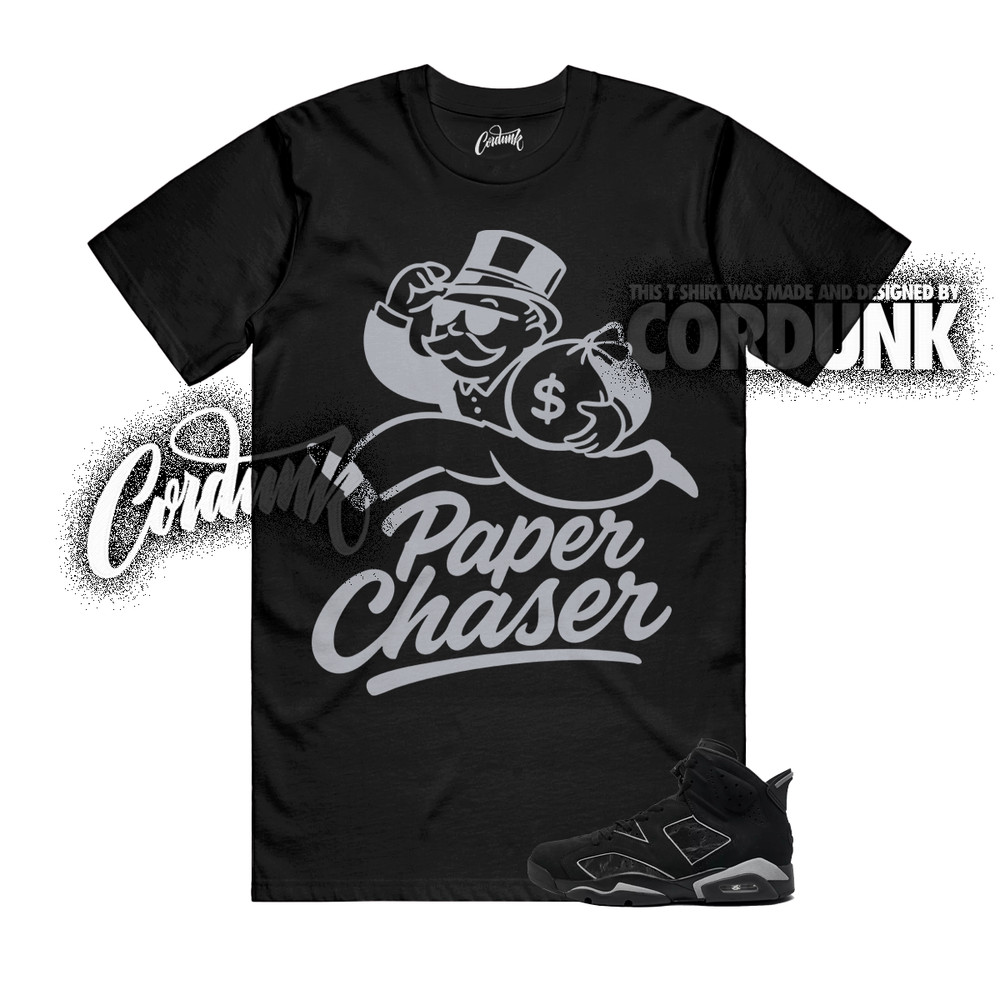 6 Cap and Gown Black Multi-Color Reflect Silver T Shirt Match PAPER
