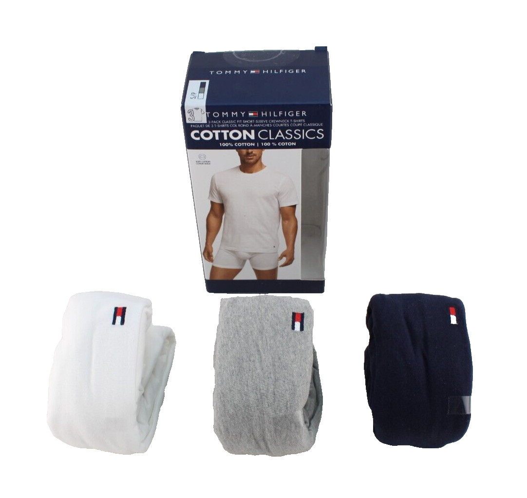 TOMMY HILFIGER Size S 34-36 Multi-Color 3-Pk Classic Crew Neck T-shirts MSRP $42 gallery