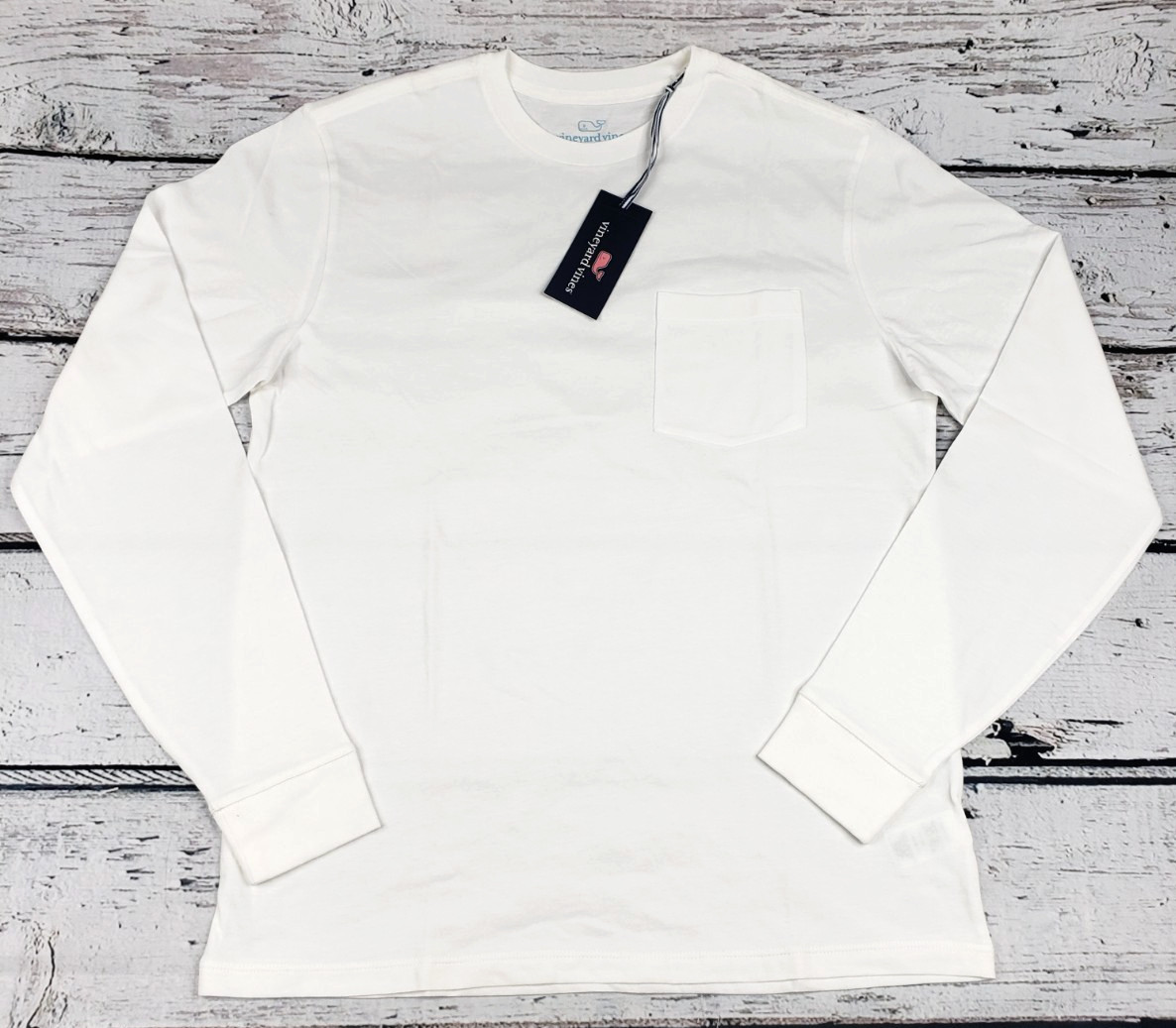 Vineyard Vines Men's Long Sleeve Pocket T-Shirt White Size Medium (M) - NEW gallery