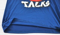 men’s pull-on shirt size medium blue with print short sleeve rayon spandex