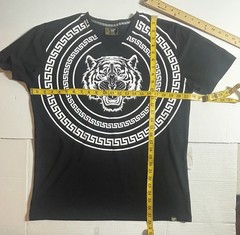 LEVEL TEN Couture Men’s T-shirt LARGE V-Neck Black Tiger Graphic Shirt