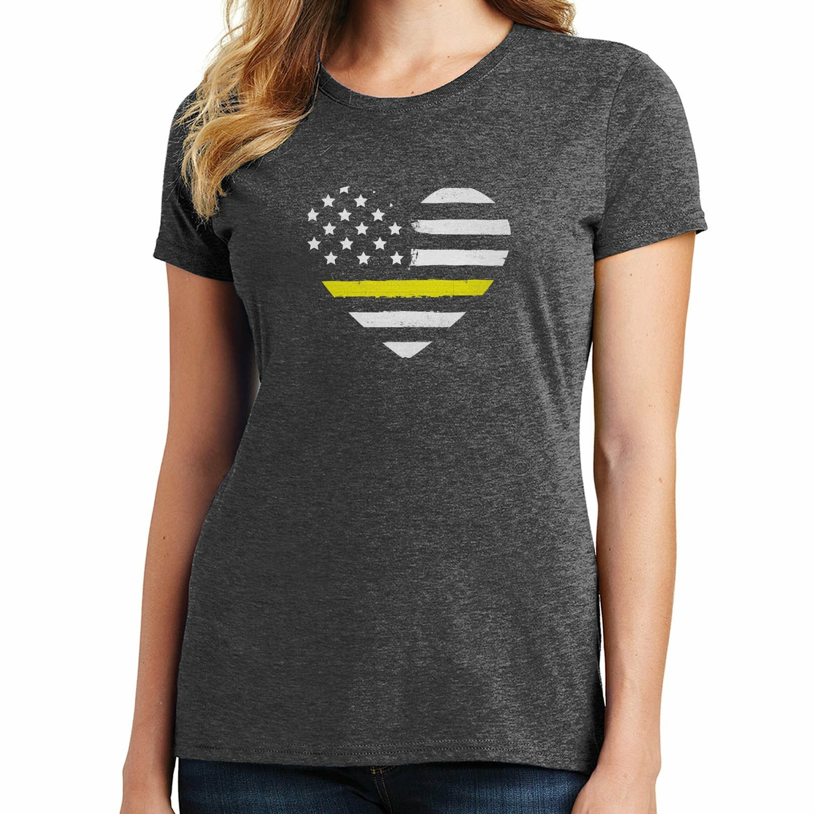 Thin Yellow Line Heart T-Shirt Support Security 02492 gallery