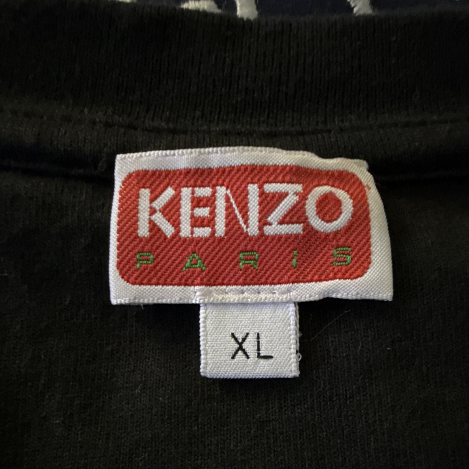 KENZO Paris Tiger Logo Embroidered Black Crew Neck T-Shirt Men's XL gallery