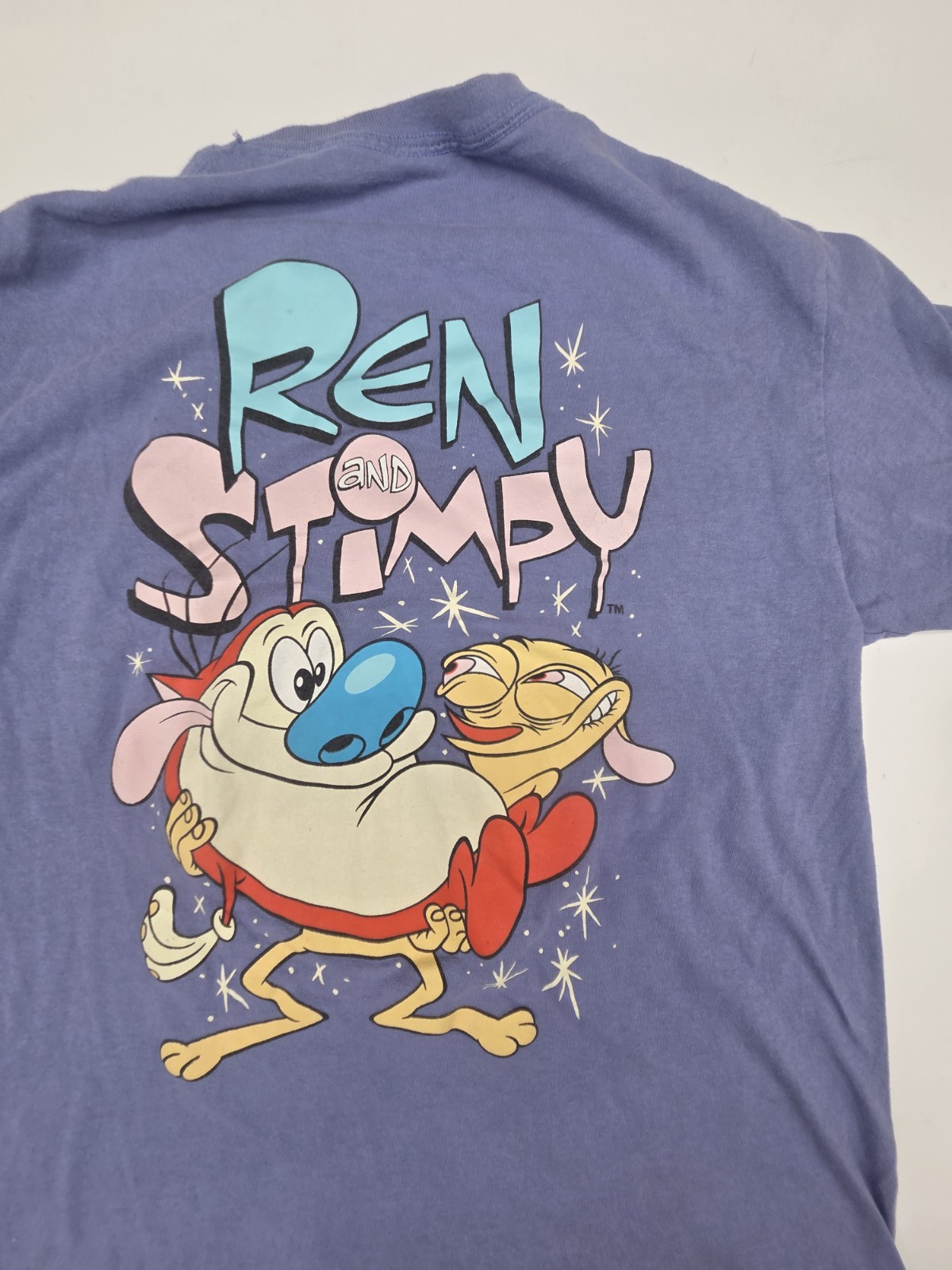 Ren And Stimpy Shirt Size Medium Periwinkle Blue Two Sided Print Design gallery
