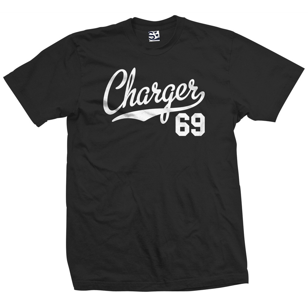 Charger 69 Jersey T-Shirt | 1969 Script Classic Baseball Sports Tee Mens