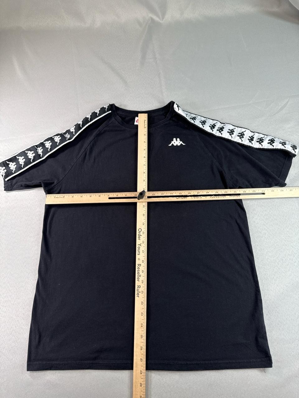 Kappa 222 Banda Tee Mens XL Black White Logo Tape Crewneck Short Sleeve Athletic gallery