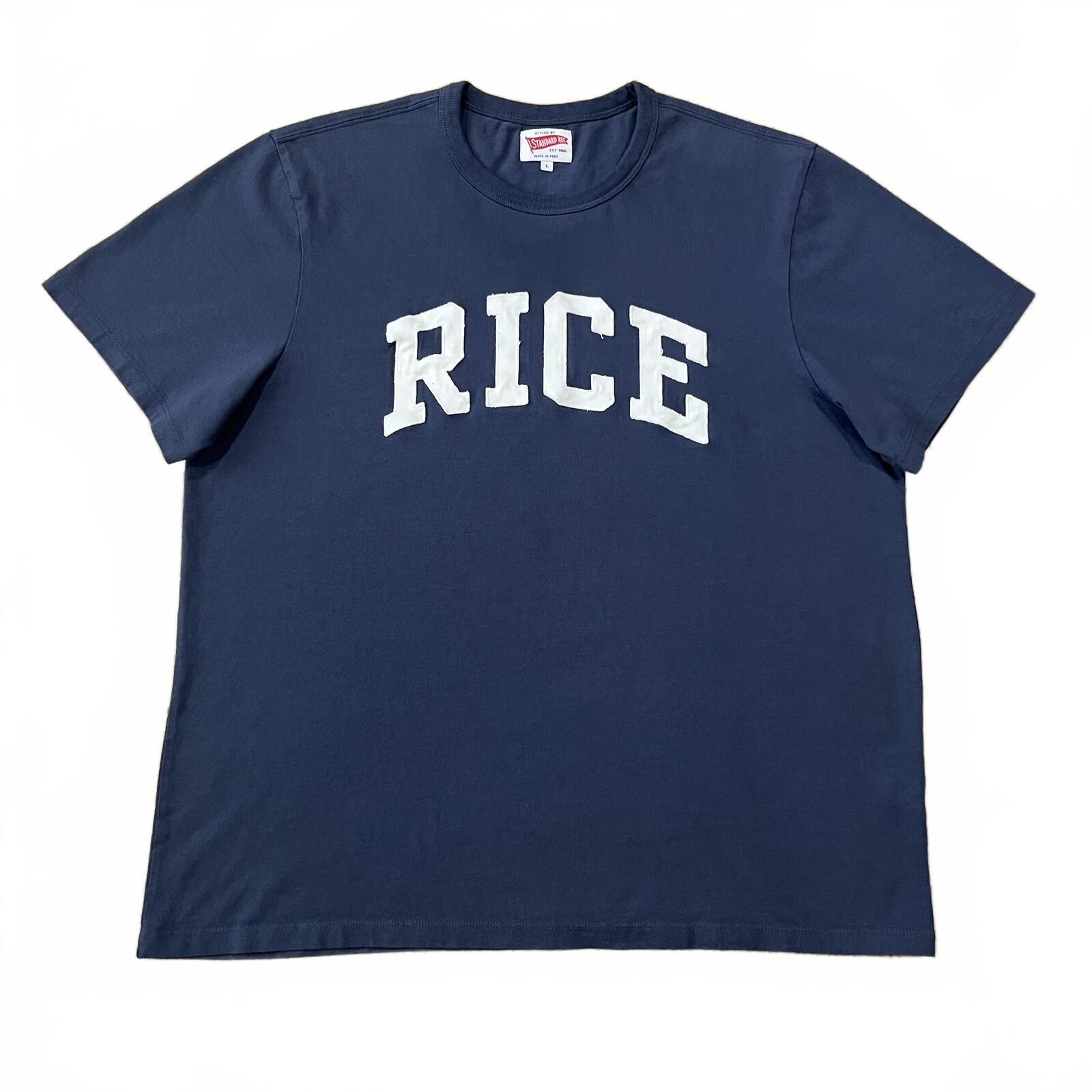 Rice University Standard Recreation Blue Stitched T Shirt Size Large