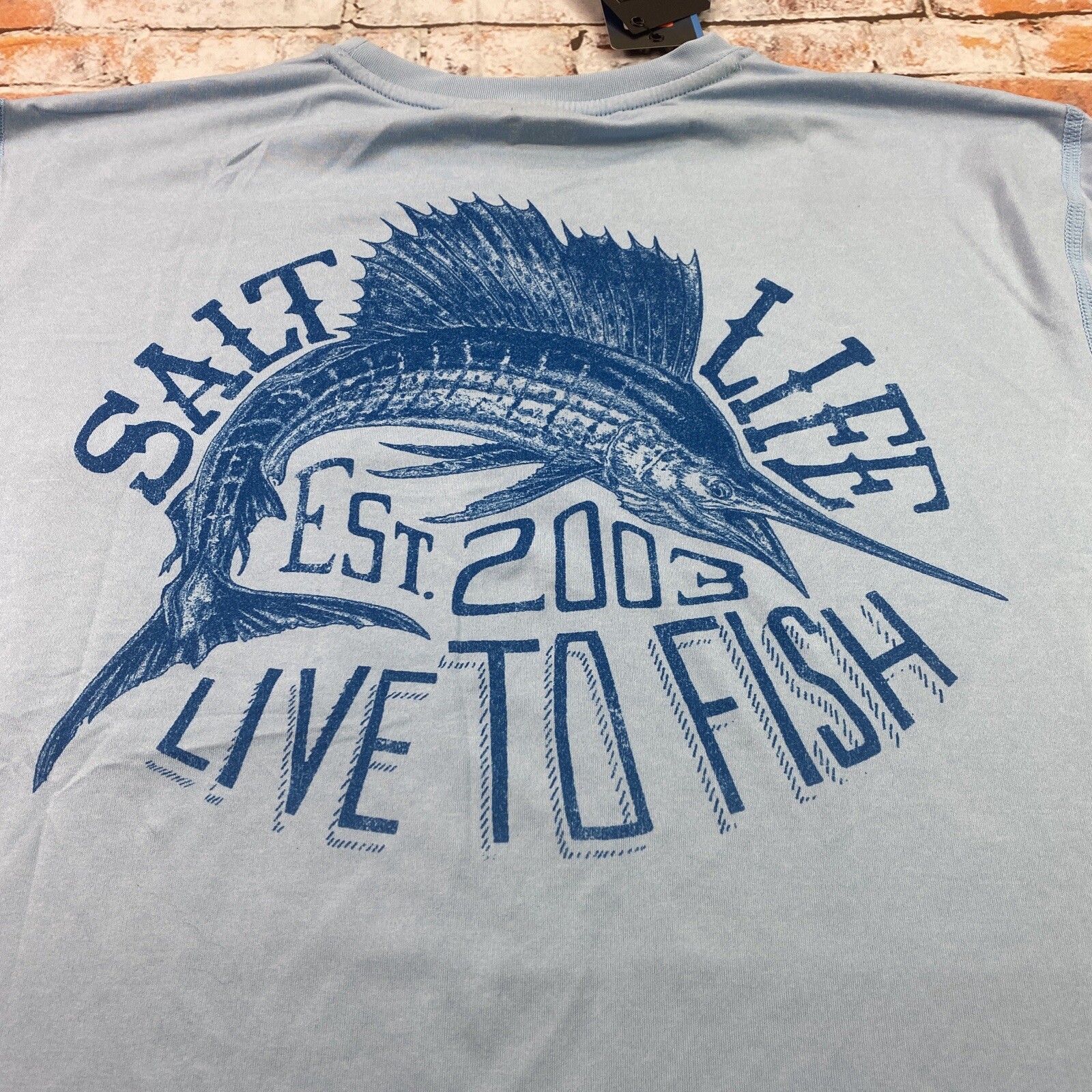 Salt Life Shirt Adult M Blue Performance Fishing Boating Beach Outdoor Tee Mens gallery