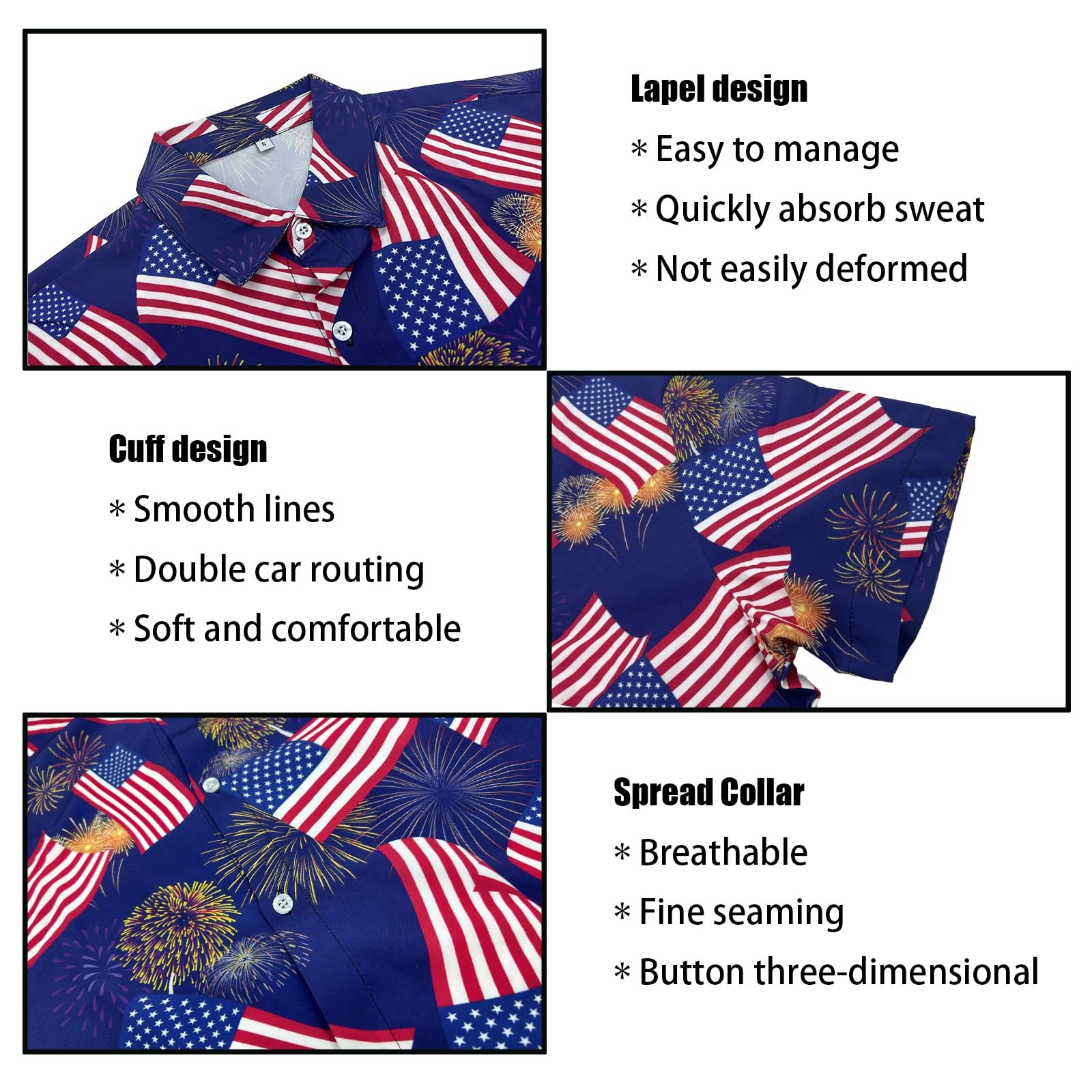 Men's American Flag Hawaiian Shirt and Short Set 2 Piece Patriotic USA Outfit... gallery