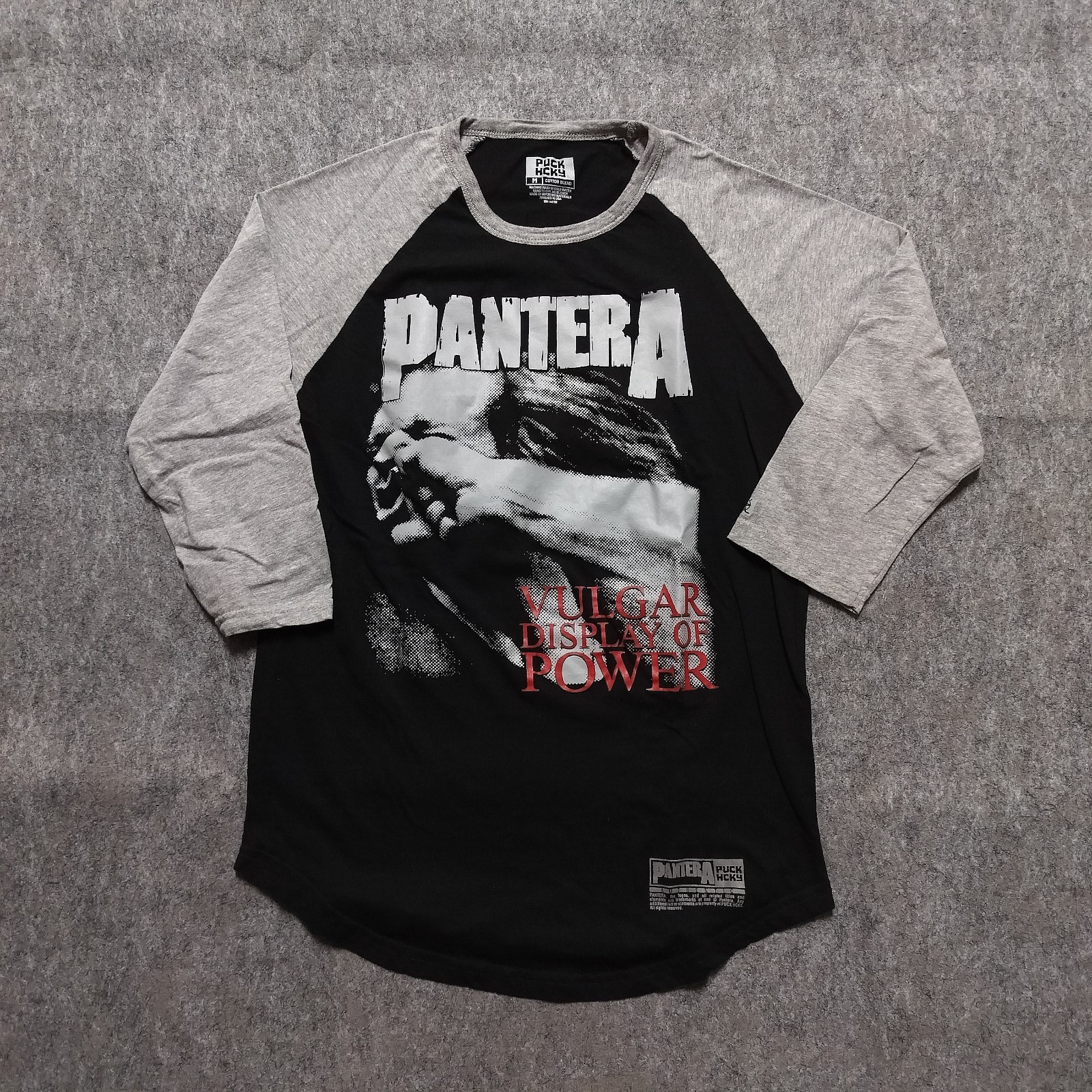 Puck Hcky Pantera Size Medium Vulgar Display Of Power Baseball Tee
