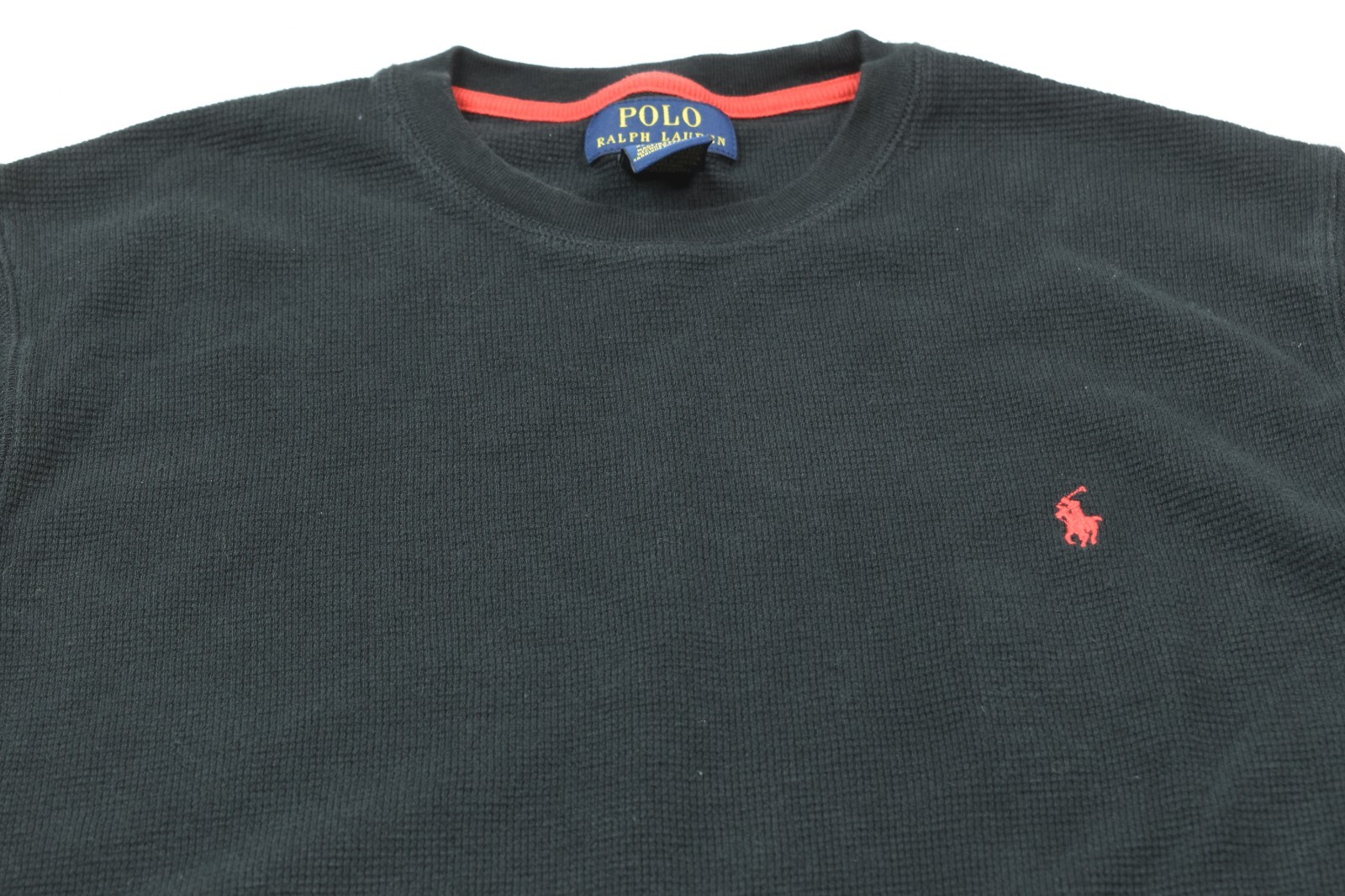 Polo Ralph Lauren Waffle-Knit Thermal Shirt Mens Medium Black Long Sleeve Crew gallery