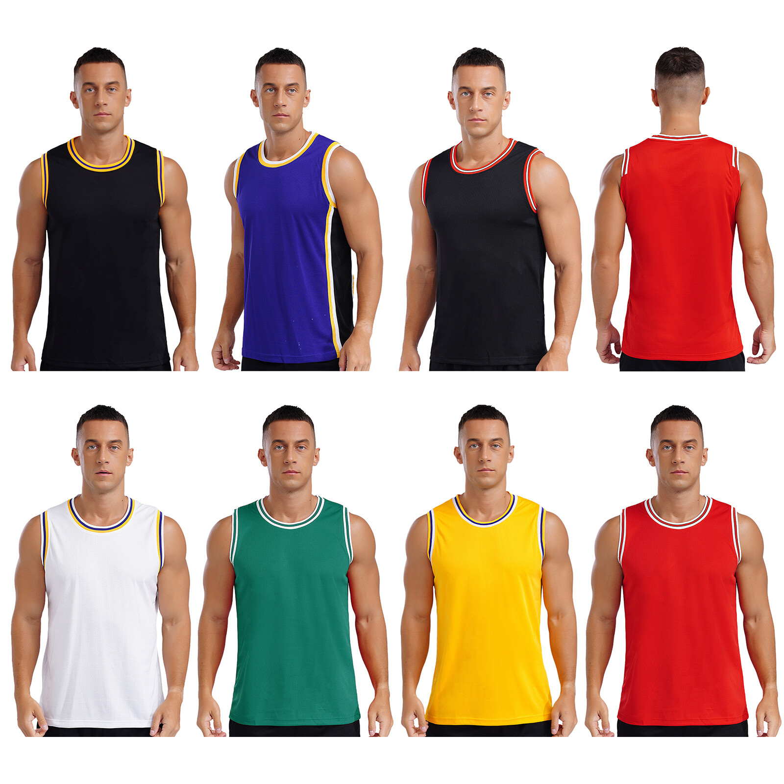 Mens Jersey Breathable Top Outdoor Vest Athletic Tank Round Neck T-shirt Gym gallery
