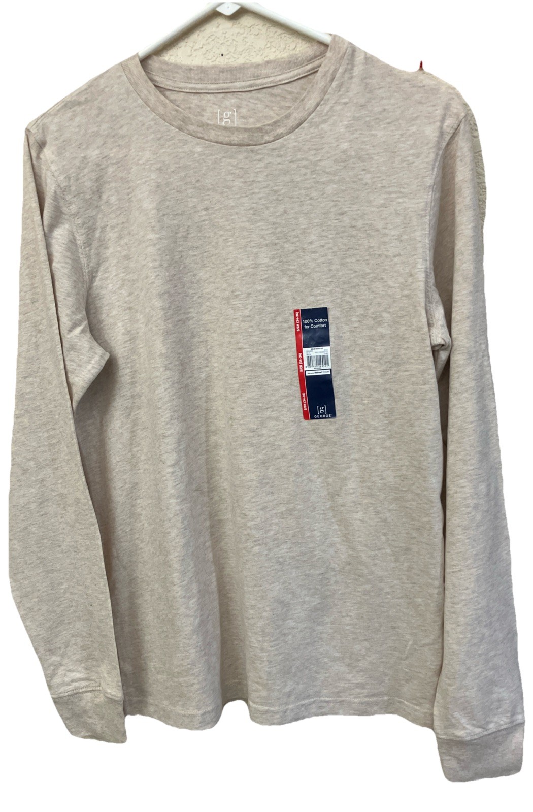 George Men's Long Sleeve T-Shirts Beige Small Cotton New 5M19 gallery
