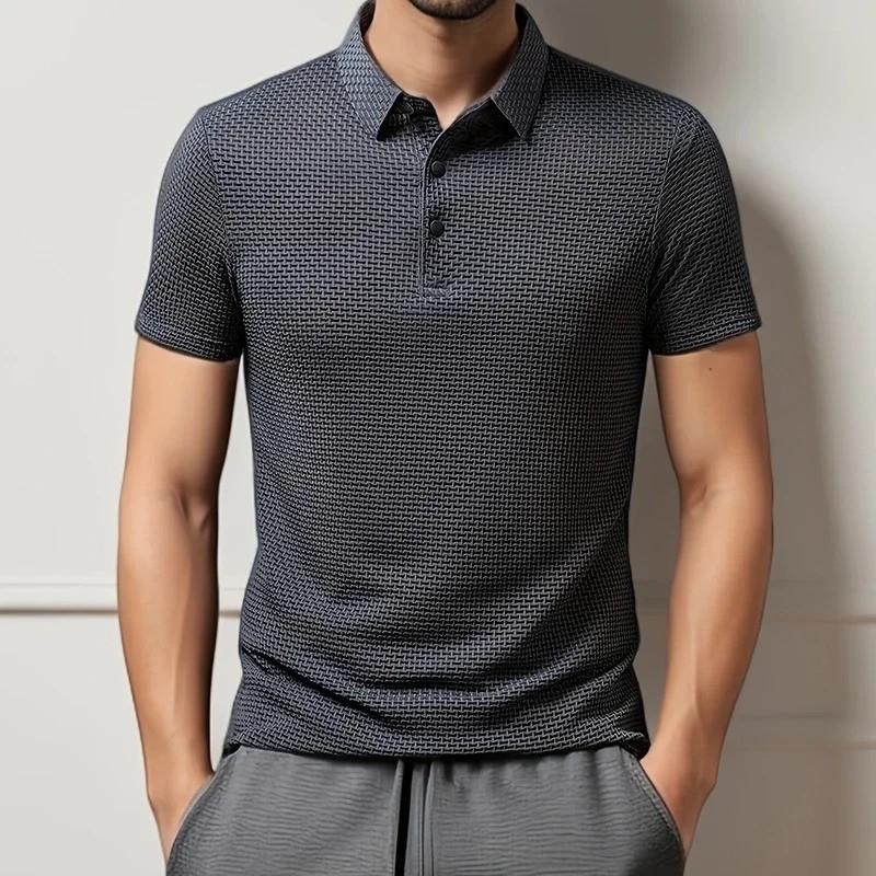 New Summer Mesh Ice Silk Short-sleeved T-shirt Men's Ice Silk Short Sleeve Shirt gallery
