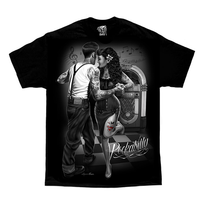 DGA David Gonzales Art Rockabilly Greaser Dance Tattoo Biker Mens Shirt M-5XL