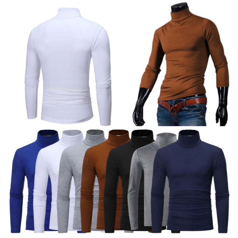 Men Top Stand Collar Pullover Sport Tops Long Sleeve Shirt Fitness Blouse Warm gallery