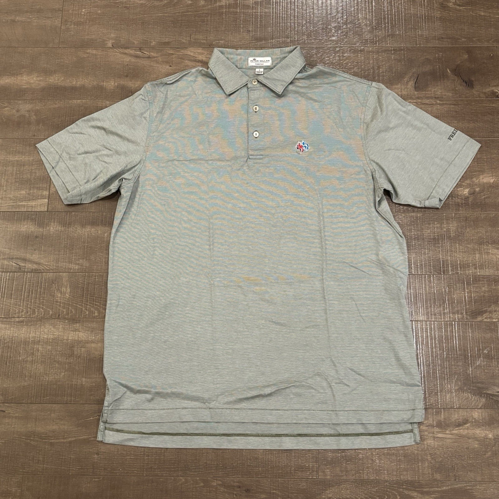 Peter Millar Mens Polo Shirt Large Gray Crown Ease Frederica Golf Club E4