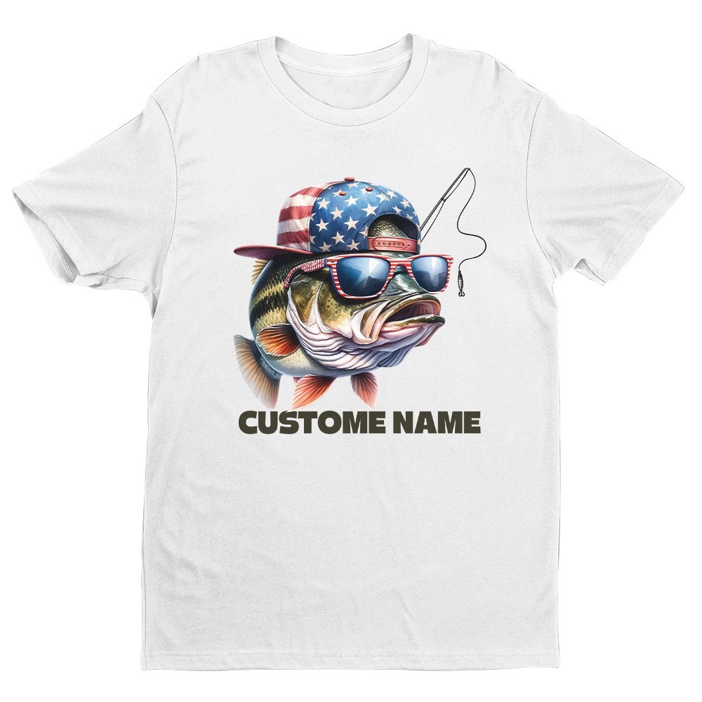 Custom Funny Fishing American Flag Unisex T-shirt | Father's Day Fishing Gifts gallery