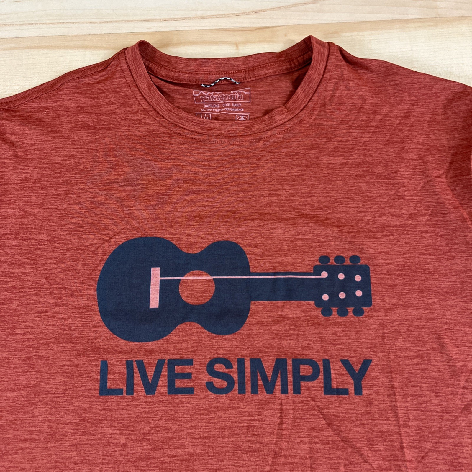 Patagonia Shirt Mens Medium Orange Capilene Cool Daily Live Simply Guitar Music gallery