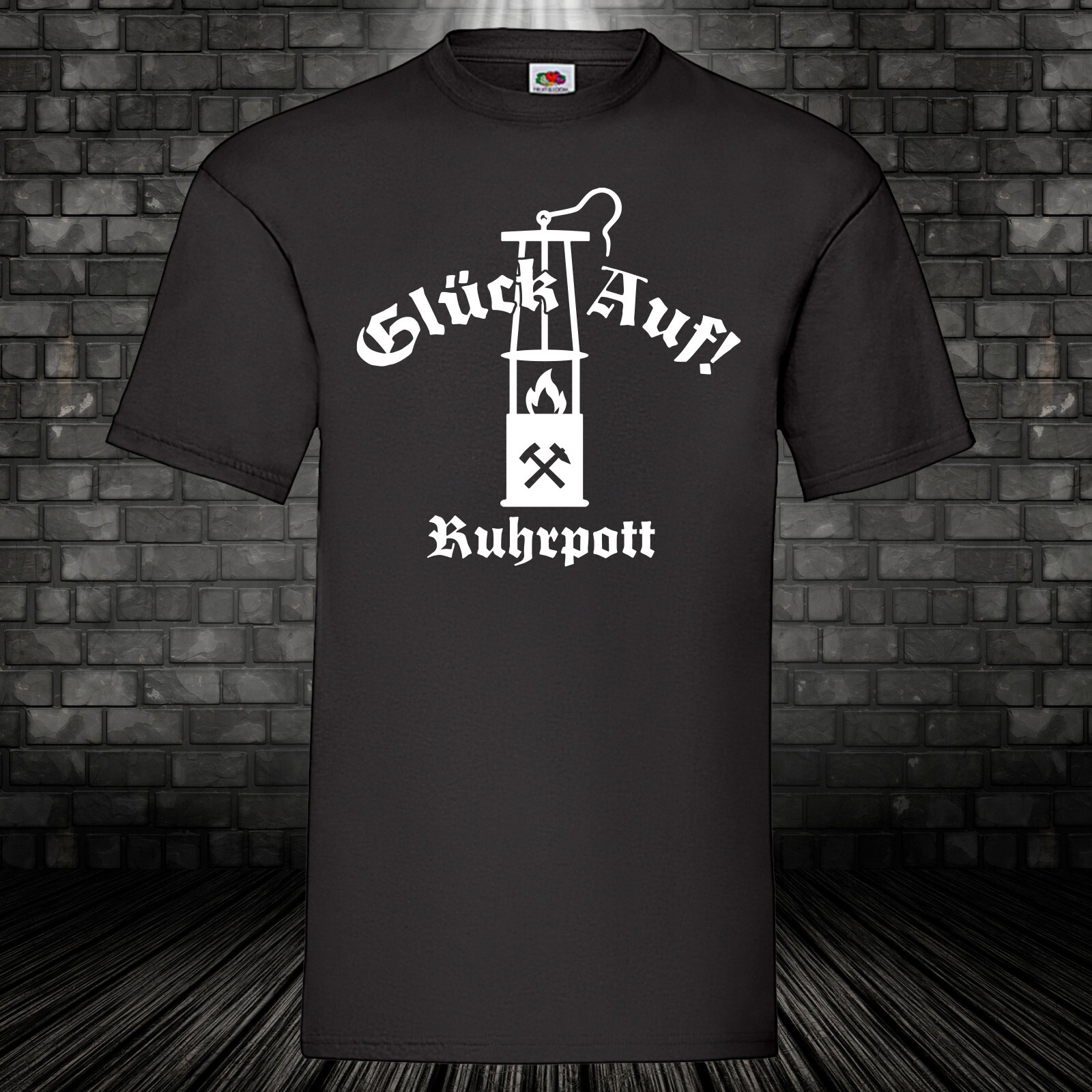 Luck On Shirt Ruhrpott Colliery Mining Coal T-Shirt Buddy Steiger Pit Lamp