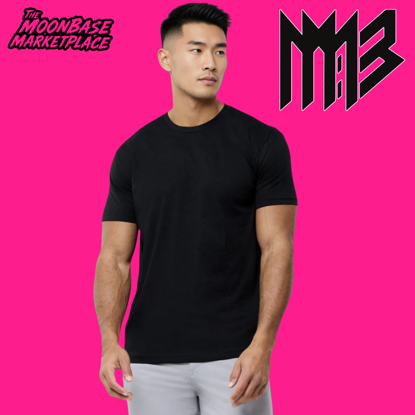Mens Ultra Soft Premium Black Crew Neck T-Shirt 60/40 Cotton Athletic Fit gallery