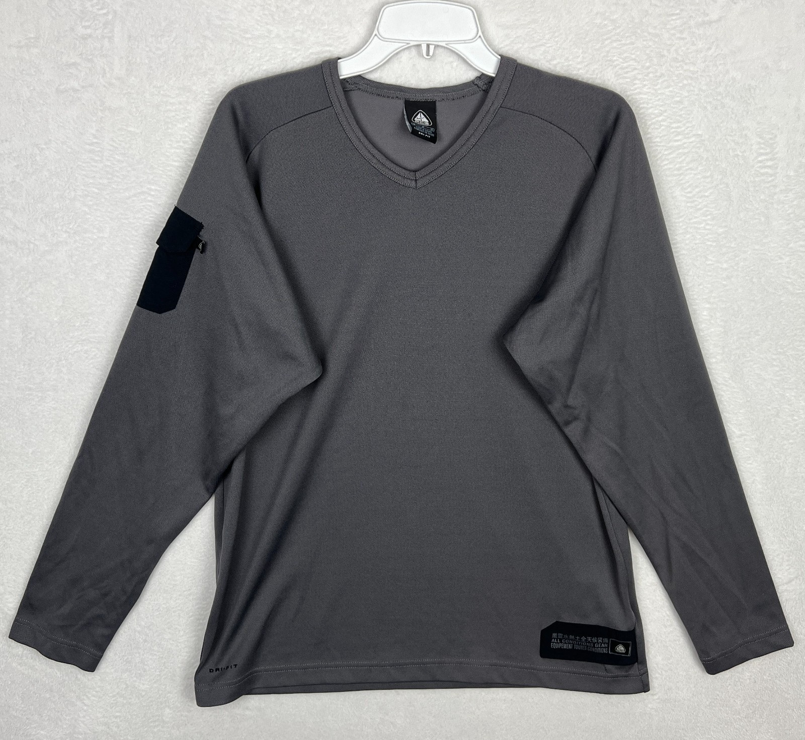 Nike ACG Long Sleeve Shirt Mens Medium Gray Pocket Cargo V Neck gallery