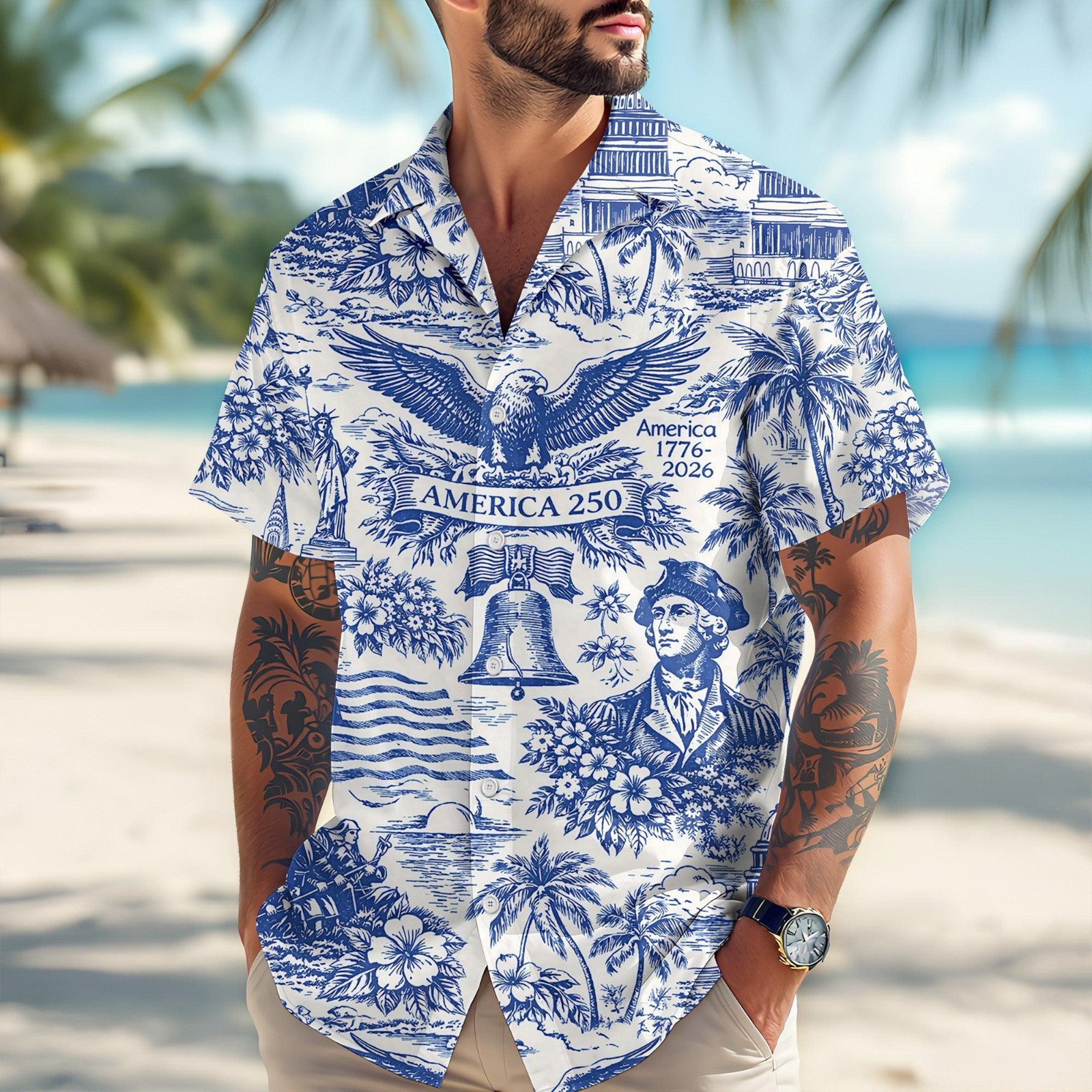 America 250th Anniversary Hawaiian Shirt, 250 Years Of Freedom Button Shirt gallery