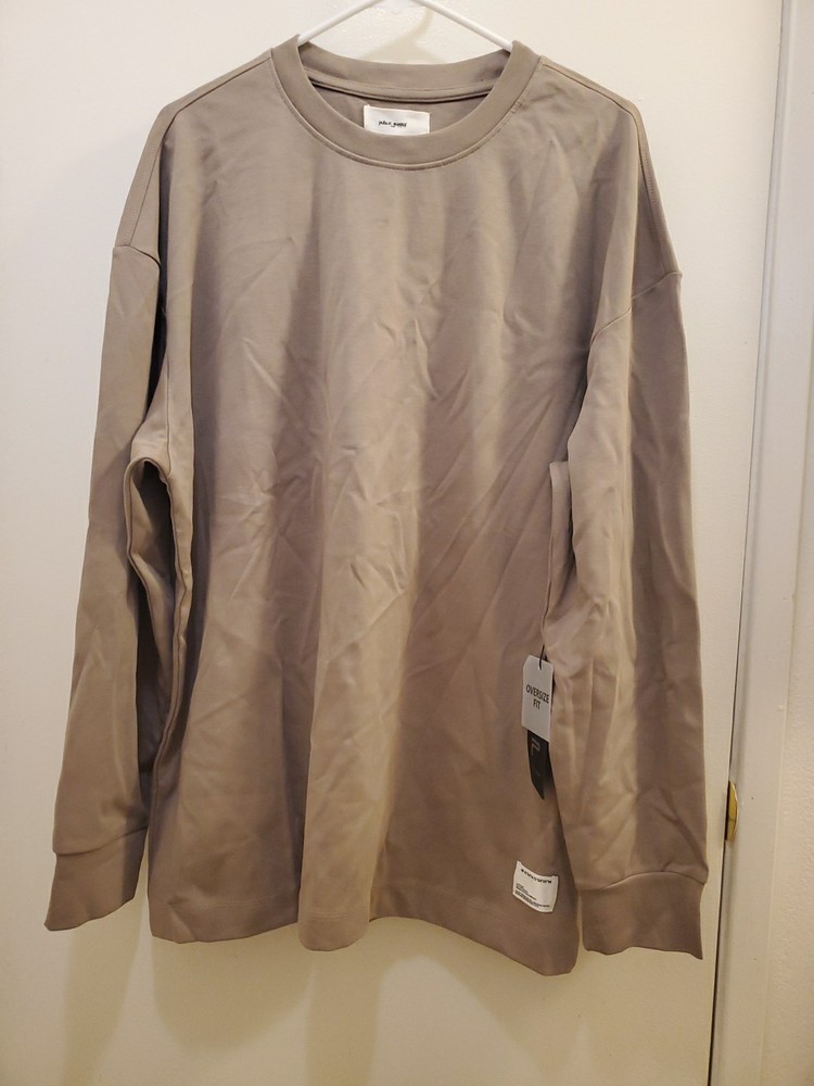 Nwt, Public Supply Mens Large LS Tshirt, Mocha Slight Pin Point Flaw See Pic