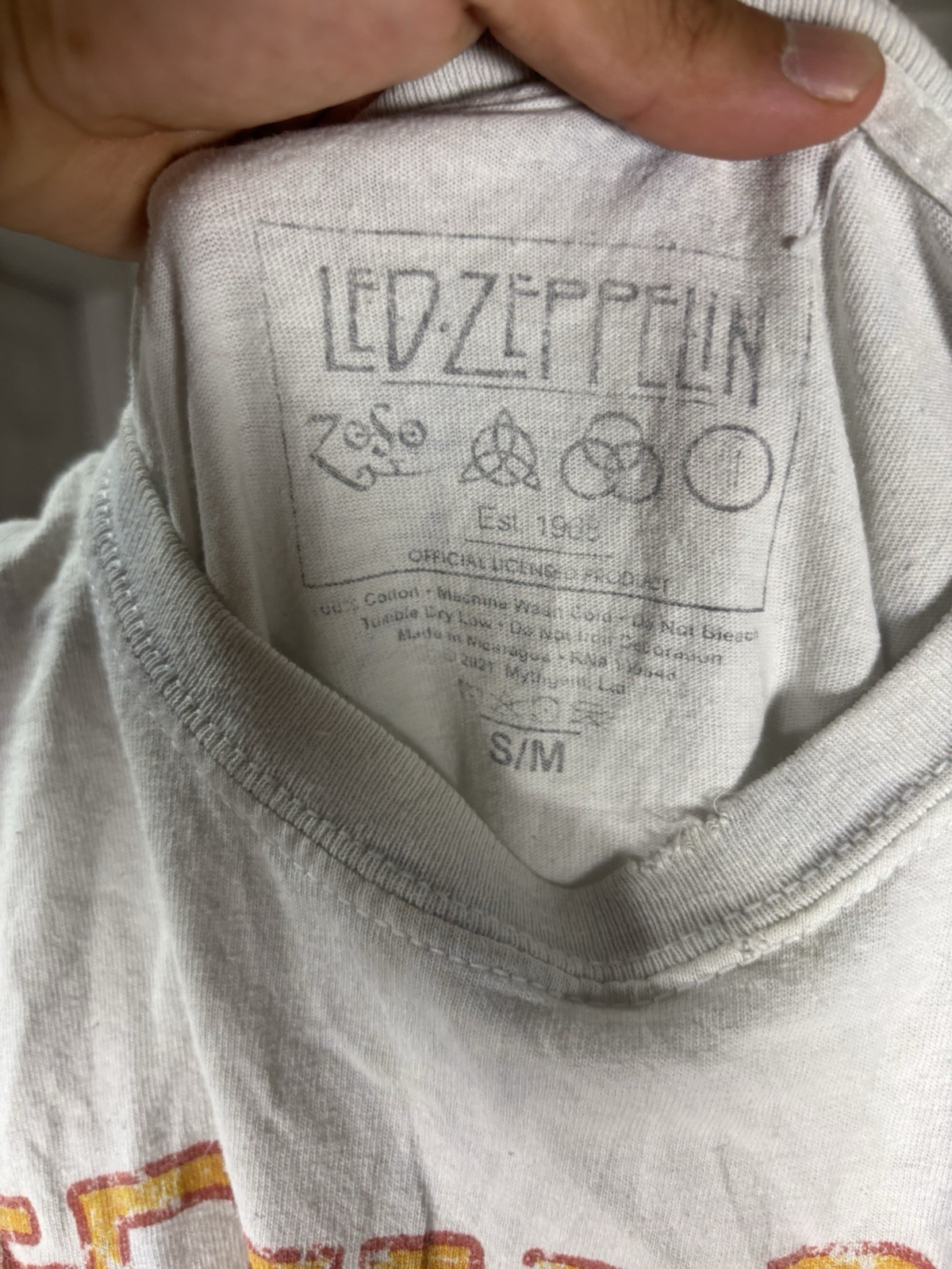 Led Zeppelin U.S. Tour 1975 Graphic Logo Unisex White Crew Neck Tee S/M gallery