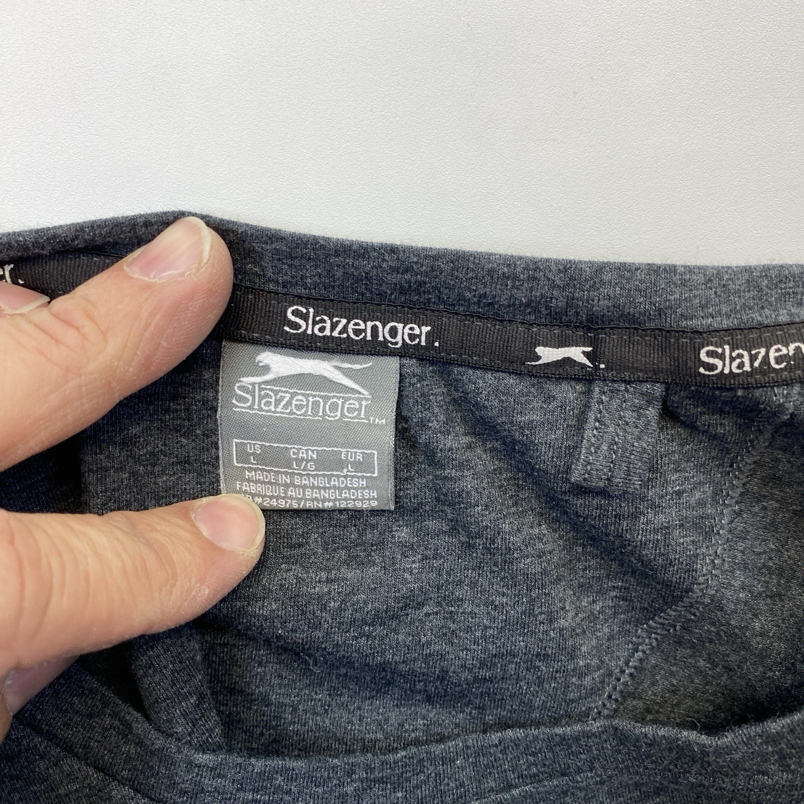 Slazenger Mens Logo Shirt Vintage Style Cotton/Spandex Long Sleeve Size Large gallery