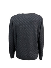 FERRANTE lightweight washed merino crew neck knit anthracite U22116 MADE IN ITALY