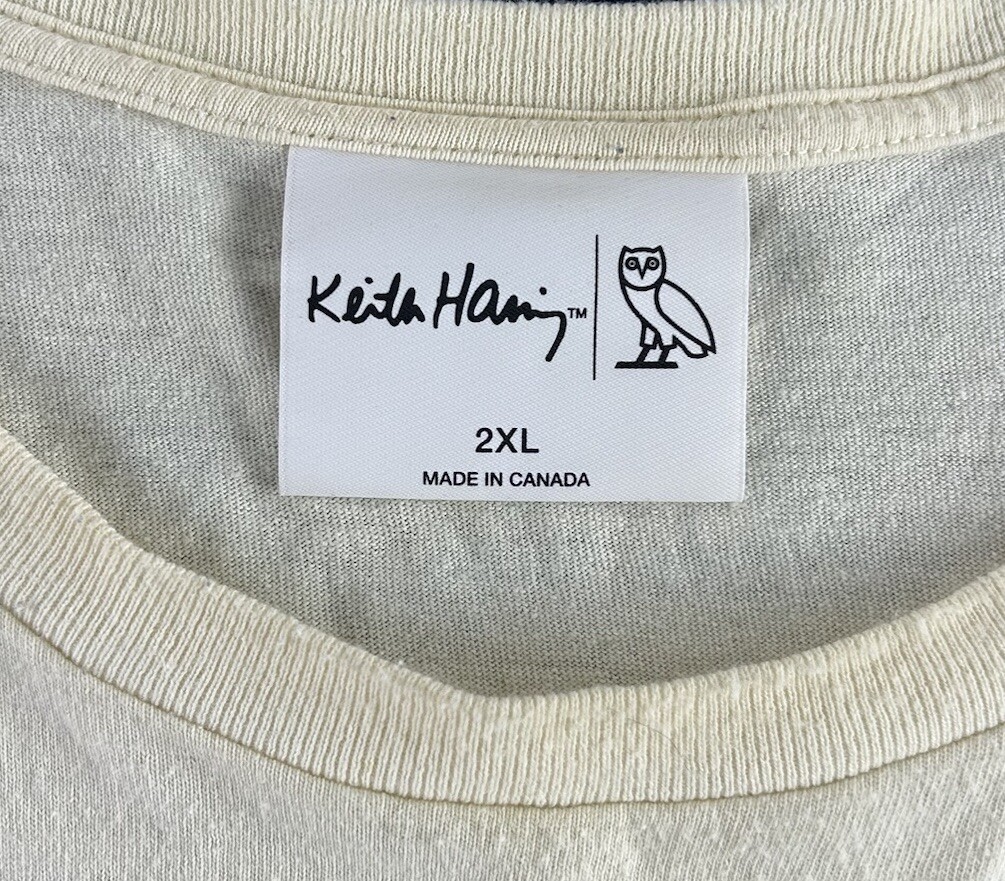 Keith Haring NIGHT OWL T-Shirt Mens XXL 2XL white Highlighter Neon Green gallery