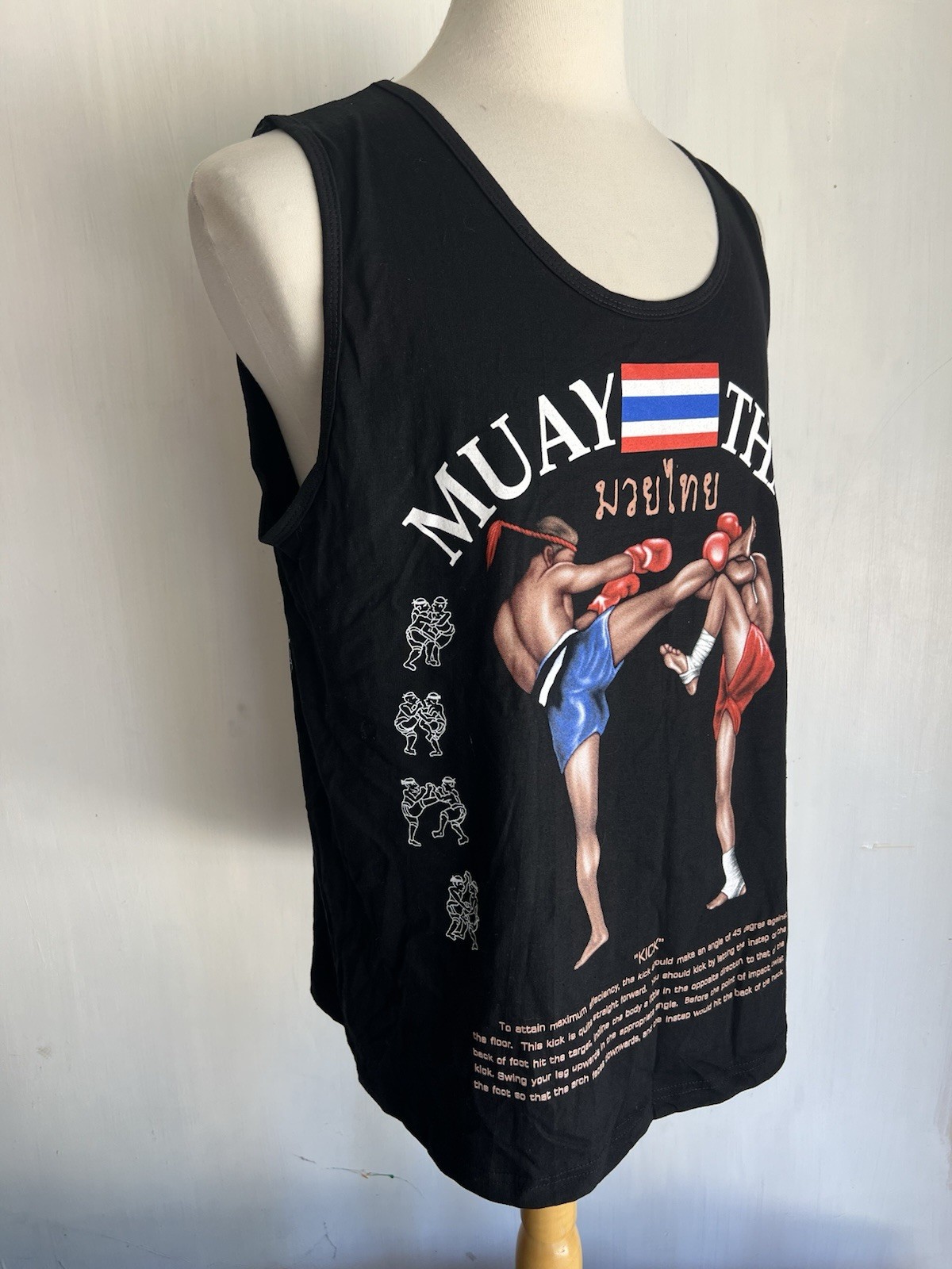 MUAY THAI Official MMA "Kick" Boxer Martial Arts Tank Top T-Shirt Size Large gallery