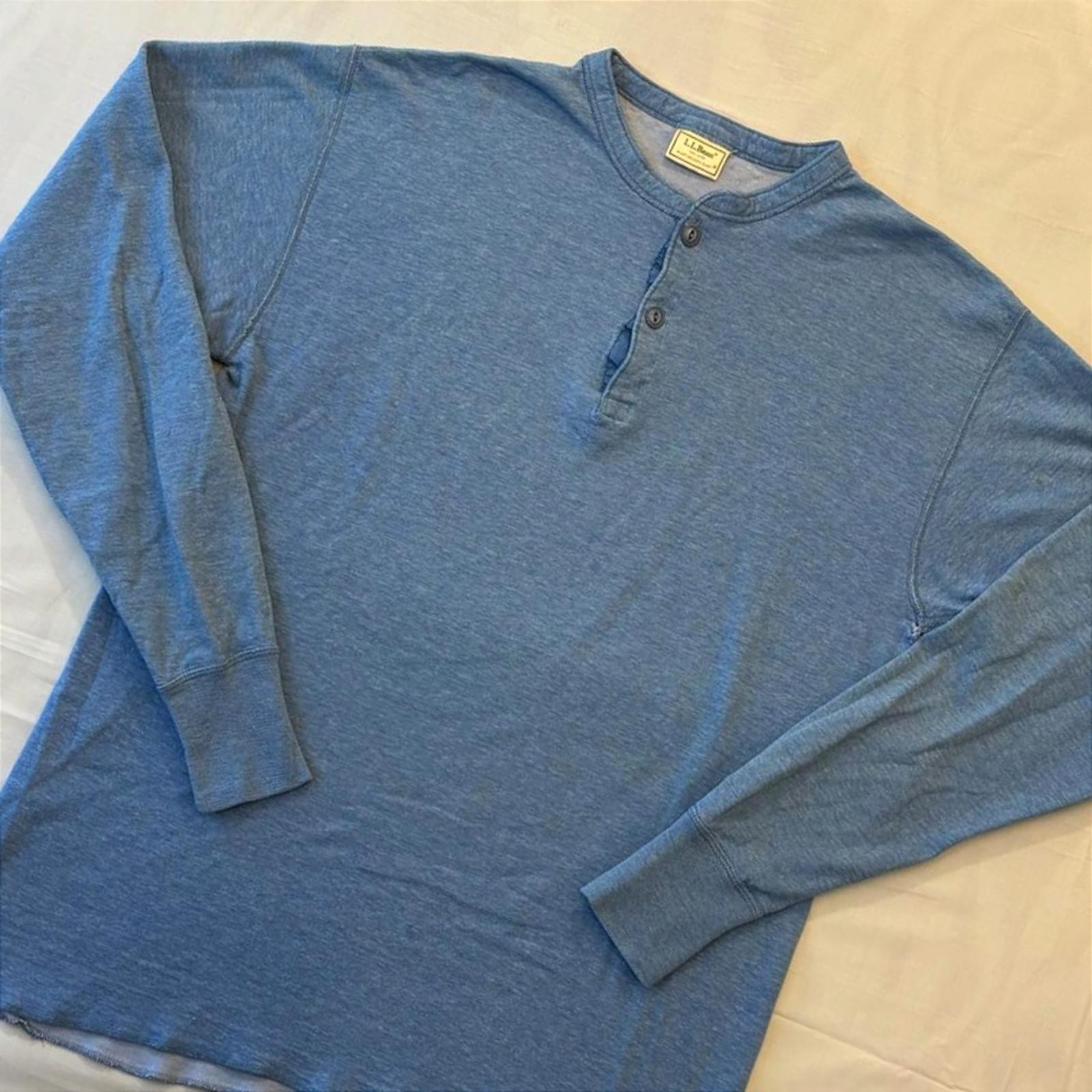 Vintage LL Bean River Driver Shirt Henley Large Tall Two Layer Wool Blend USA gallery