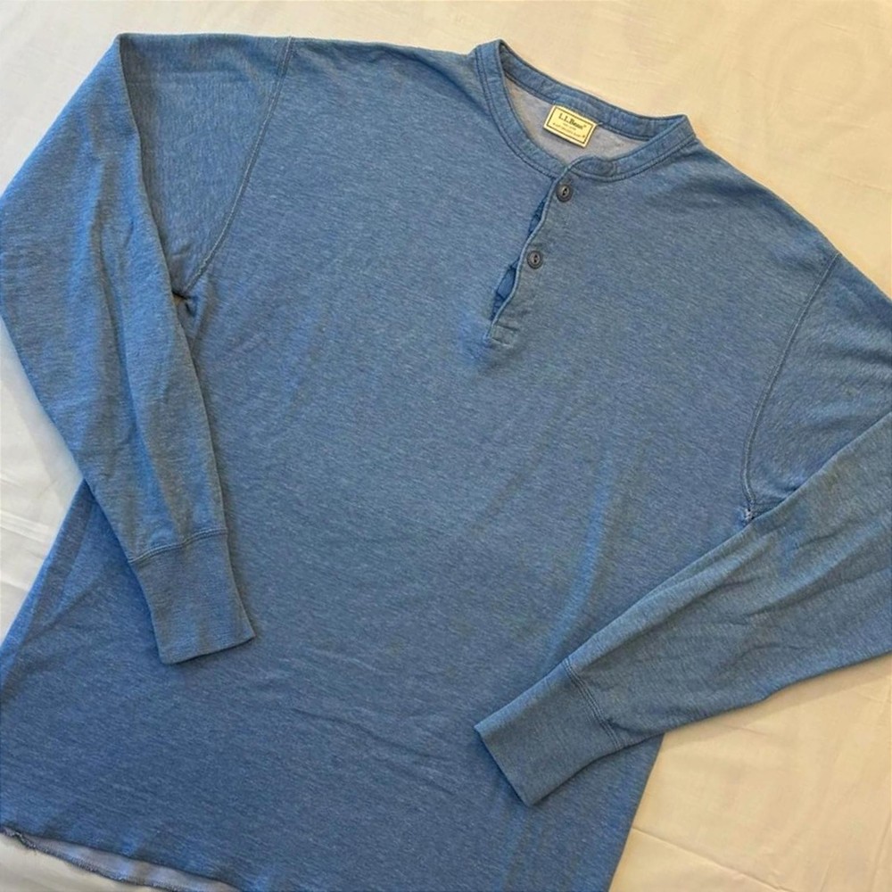 Vintage LL Bean River Driver Shirt Henley Large Tall Two Layer Wool Blend USA