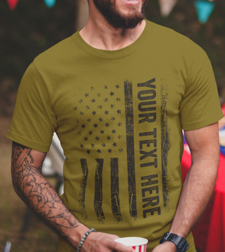 Custom Made Shirt USA Flag Patriotic Personalized T-shirt Your Own Printed Text gallery