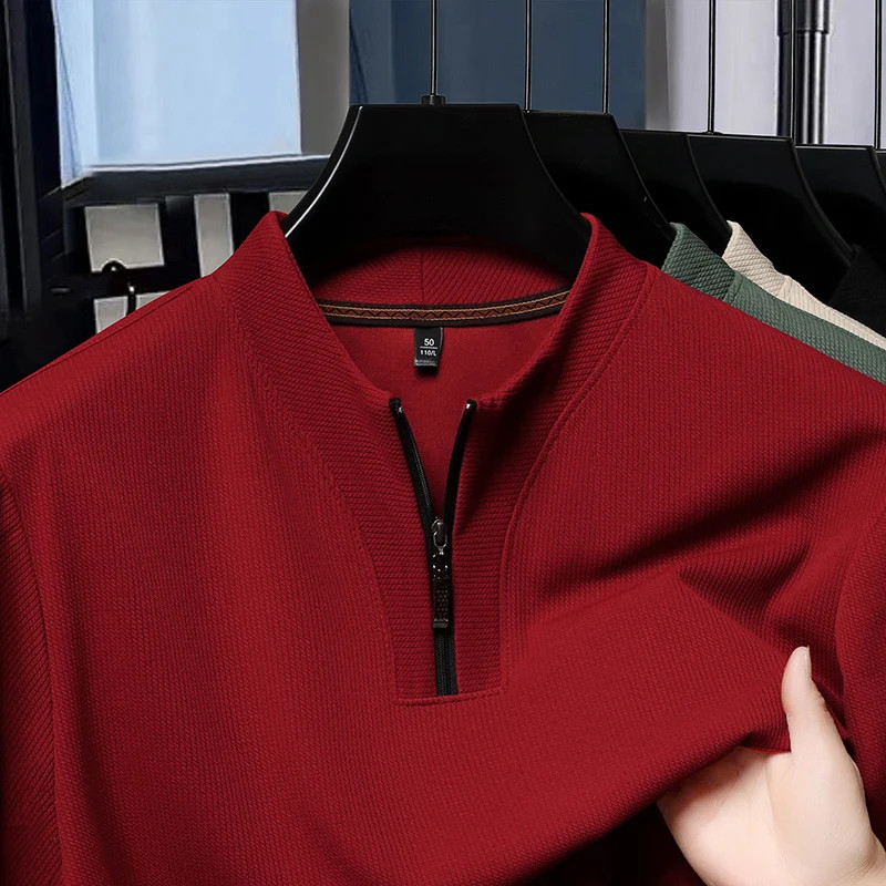 Half Zip Men's Short Sleeved T-shirt Summer Stand Up Collar Thin Hoodie Ice Silk gallery