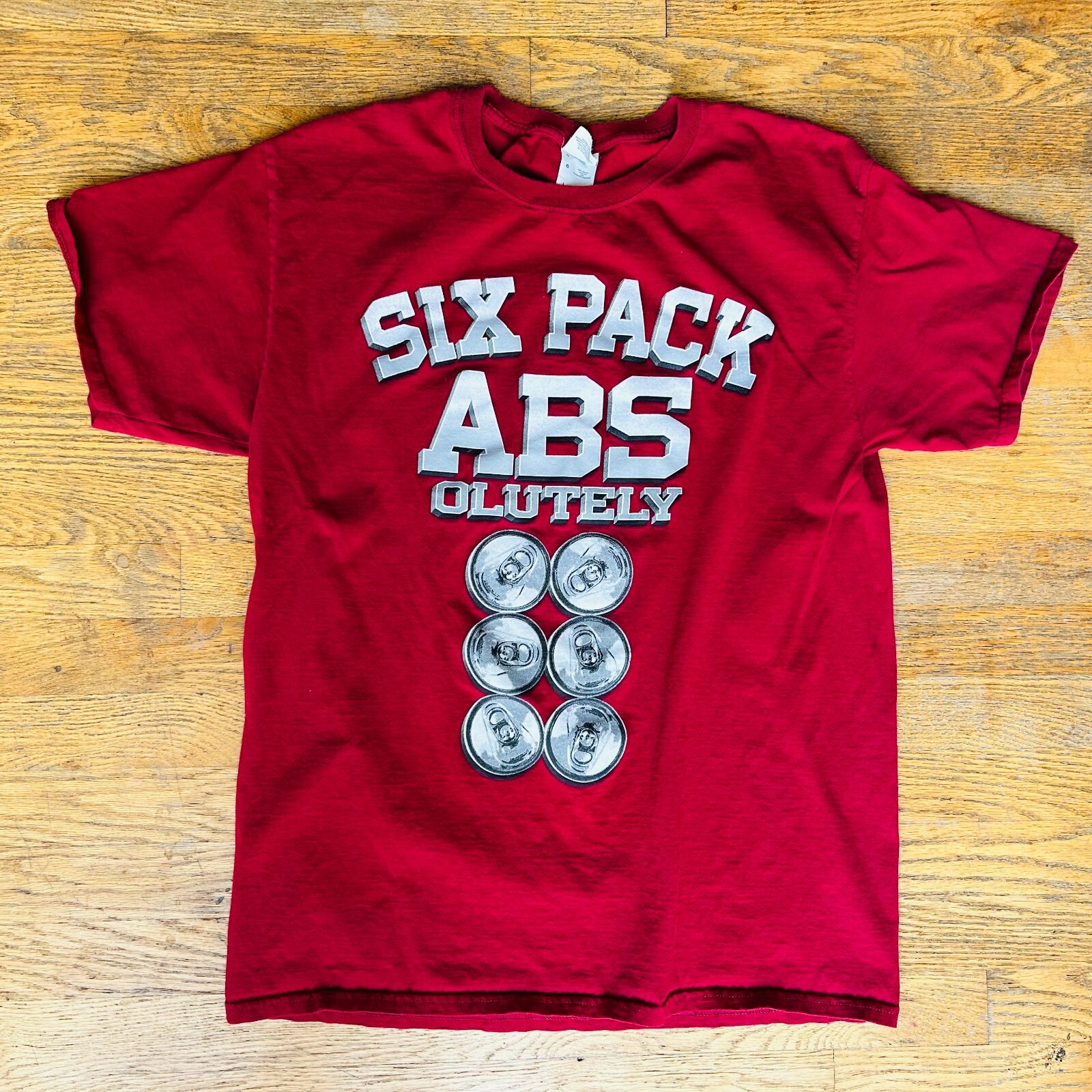 Six Pack Abs Olutely Red Drinking T-Shirt Size Large